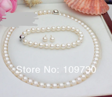 

Jewelry 00652 PERFECT 6.5-7MM AAA++ WHITE AKOYA PEARL NECKLACE SET 17