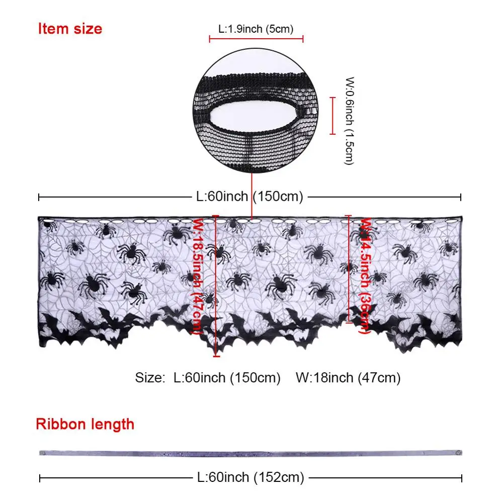 OurWarm Хэллоуин украшения кружева паутина скатерть камин каминный шарф черный стол бегуны события вечерние принадлежности - Цвет: 7