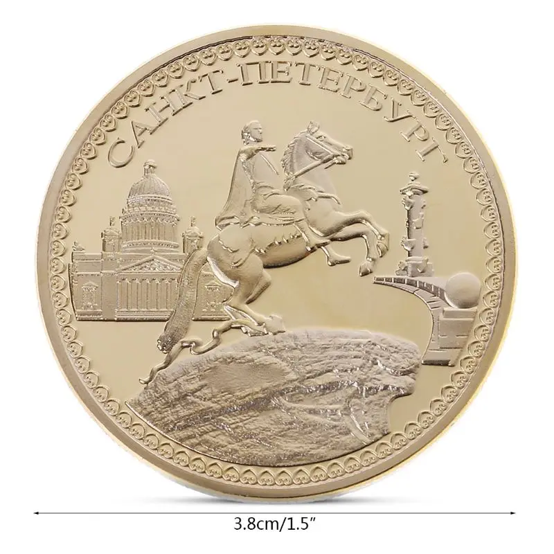 Памятная монета Петра I позолоченная сувенирная художественная коллекция