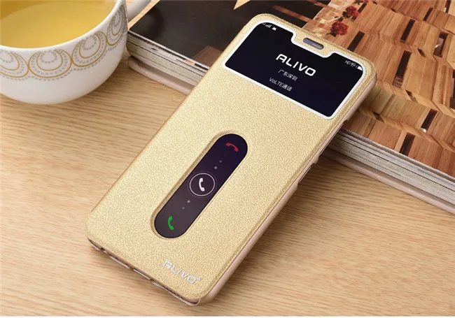 For Vivo Y17 Case View Window Flip Stand PC Cover For Vivo Y17 Y15 Y12 Case Answer PU Leather FOR vivo y 17 15 12 vivoy17 - Цвет: gold