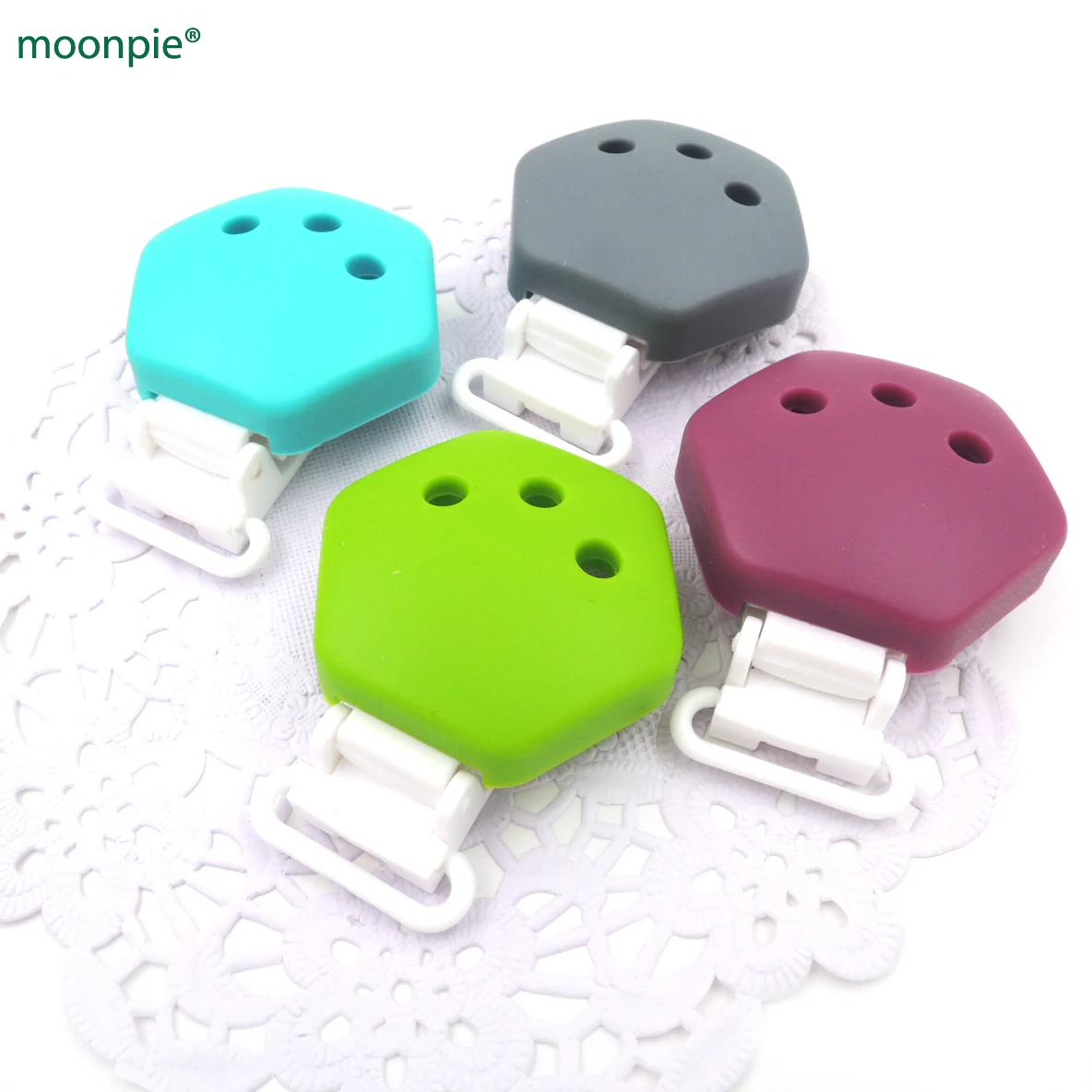 New discount 4pcs silicone geometric pacifier clip Polygon Silicone