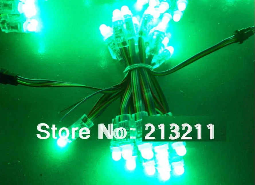 

AAA 12mm RGB led pixel module IP66 waterproof DC5V 7 colors through-hole LED RGB dump node;50pcs a string