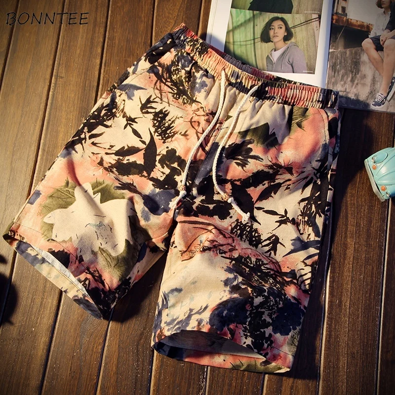 Мужские трусы летние свободные высокого качества с принтом среднего размера простые Универсальные мужские s корейский стиль повседневные студенческие дышащие для отдыха