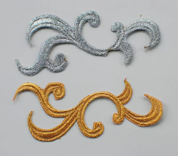 10.5cm*4cm Gold applique trims Embroidery fabric applique gold metallic