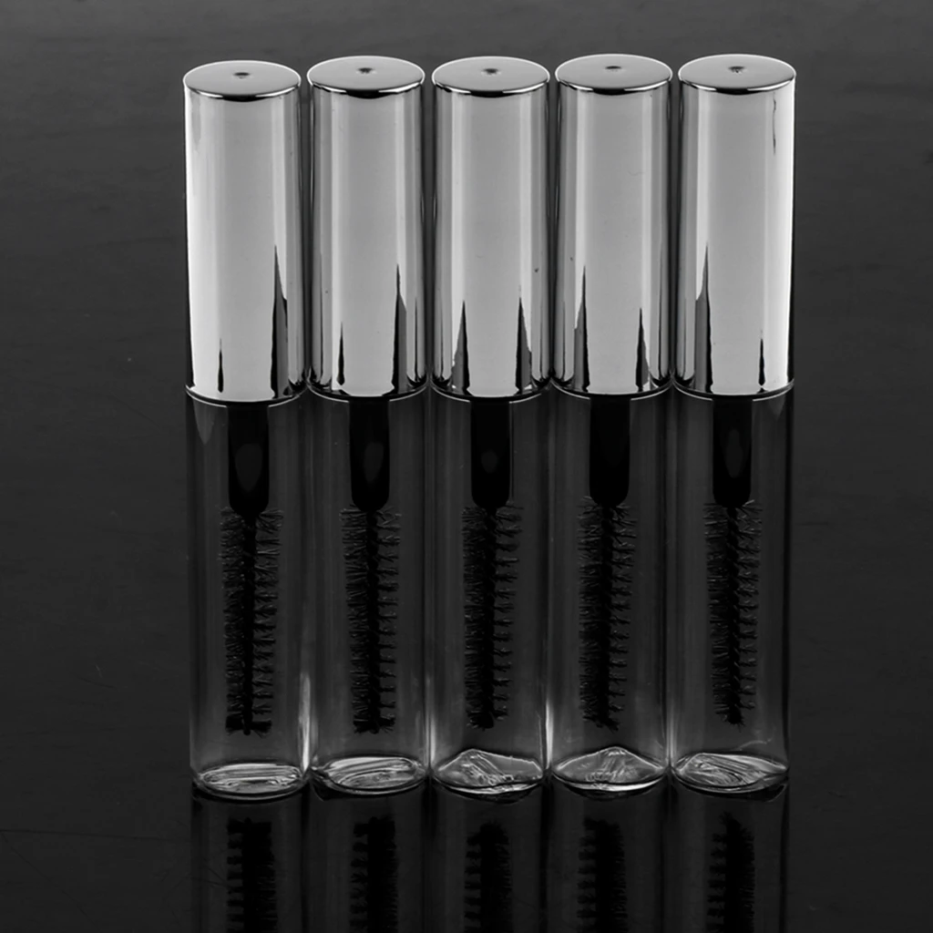 5pcs/Set Refillable Mascara Eyelash Cream Container Tubes Vials, With Funnels, Wand and Cap, Portable Makeup Bottles 4ML