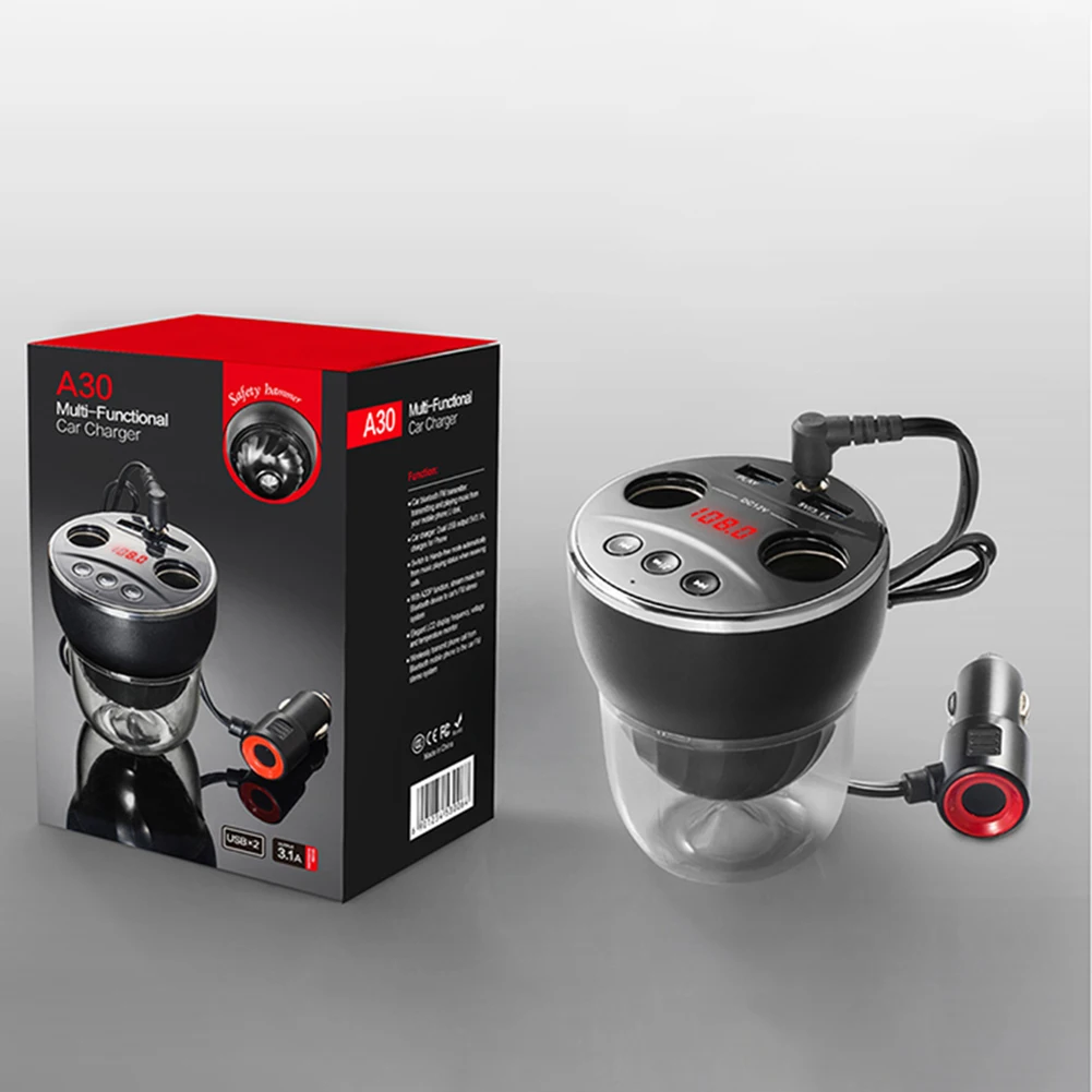 

Multi-function Dual USB Charger MP3 player Bluetooth Car Cigarette Lighter Bluetooth Sockets Power Plug Interior