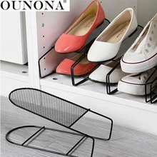OUNONA, современный органайзер для обуви, шкаф, держатель для хранения обуви, двойной слой, металлический шкаф для обуви