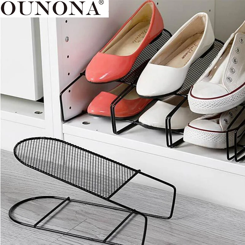 OUNONA الحديثة الفضاء التوقف أداة تنظيم الأحذية مجلس الوزراء حذاء تخزين حامل طبقة مزدوجة غرفة رف معدني للأحذية ل الحجرات OUNONA الحديثة الفضاء التوقف أداة تنظيم الأحذية مجلس الوزراء حذاء تخزين حامل طبقة مزدوجة غرفة رف معدني للأحذية ل الحجرات