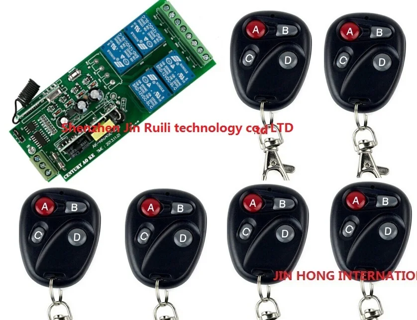 

Free Ship 85v~250V 110V 220V 230V 4CH RF Wireless Remote Control Relay Switch Security System Garage Doors, Gate Electric Doors