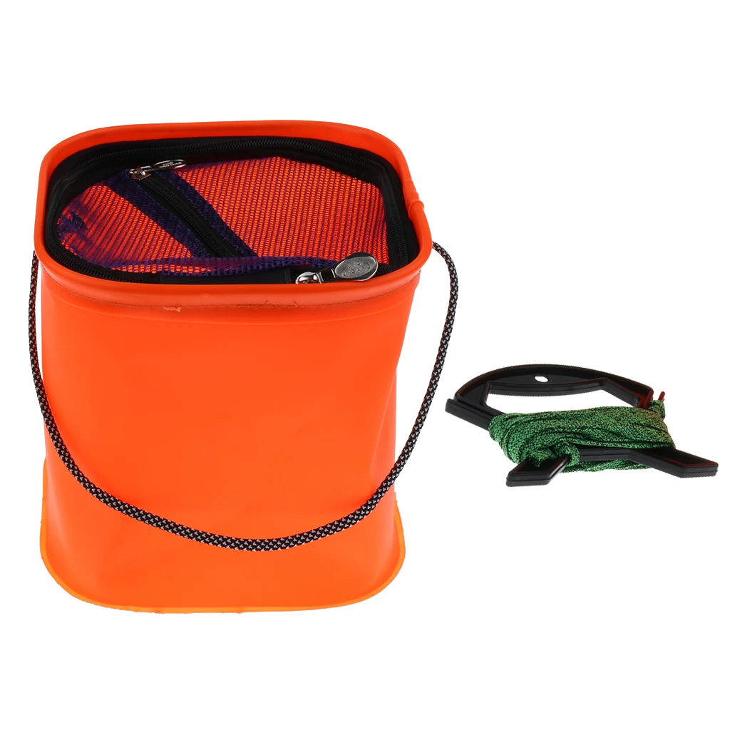 Perfeclan BBQ Camping Collapsible Water Bucket Fishing Tackle Fish Pail Baits Lure Case Wash Basin Collapsible Fishing Bucket