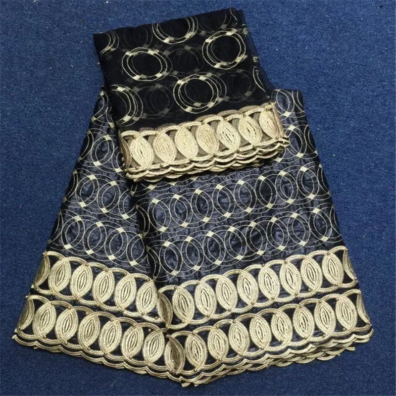 

TL!5yards African Bazin Lace Black with 2yards French Net Lace High Quality Bazin Riche Lace Fabric Latest Bazin Lace ! P81708