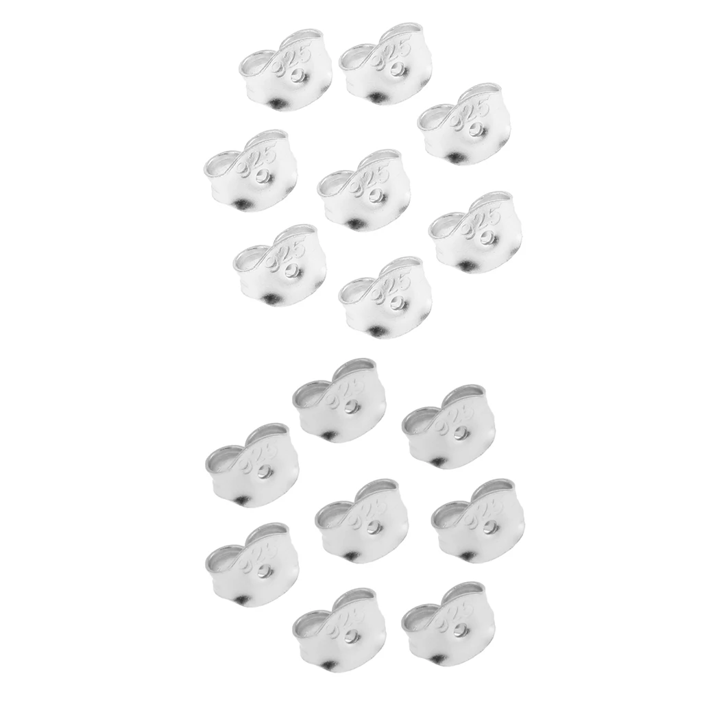 16 Pieces 925 Replacement Earring Backs Stoppers for Ear Studs DIY Craft