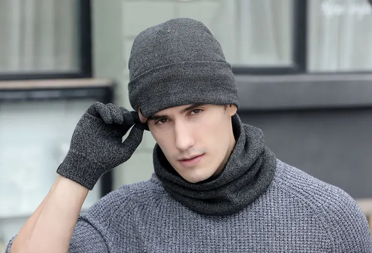 Шарф перчатки шапка набор женский мужской зимний шарф шапка набор зимняя шапка шарф и перчатки набор Смарт сенсорный экран текстовые перчатки набор