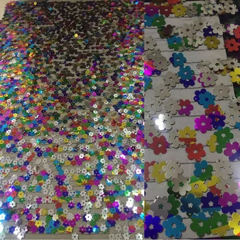 

6 colors (5yards/lot) high quality colorful sequins French net lace fabric fashion African party lace fabric for dress FCC023