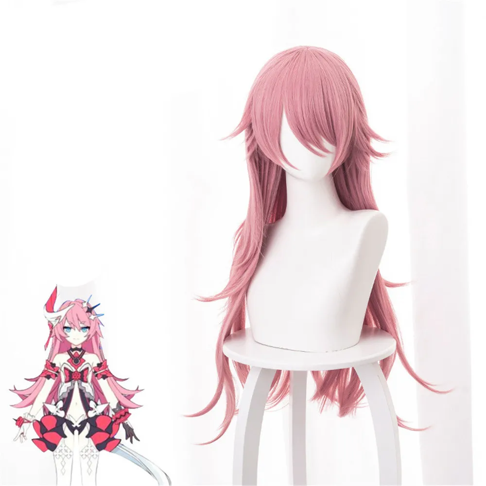 

Game Honkai Impact 3 Cosplay Liliya Olenyeva Pink 75 cm Heat Resistant Synthetic Long Curly Hair Halloween Wig + Wig Cap