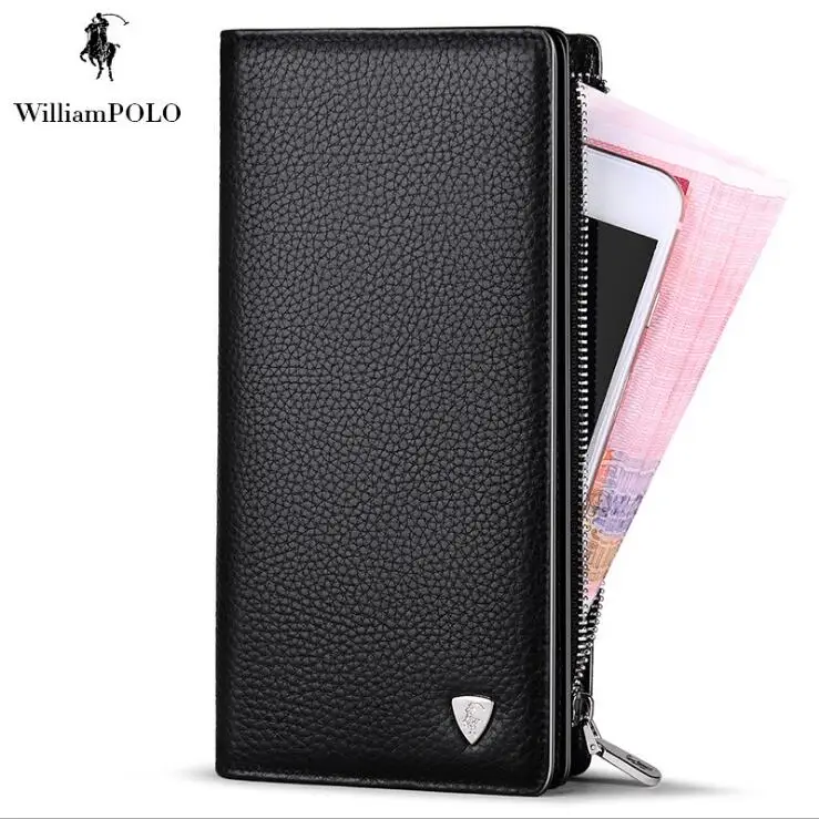 

Williampolo Men's Wallet Genuine leather Business Men Hand bag Cowhide zipper Coin purse