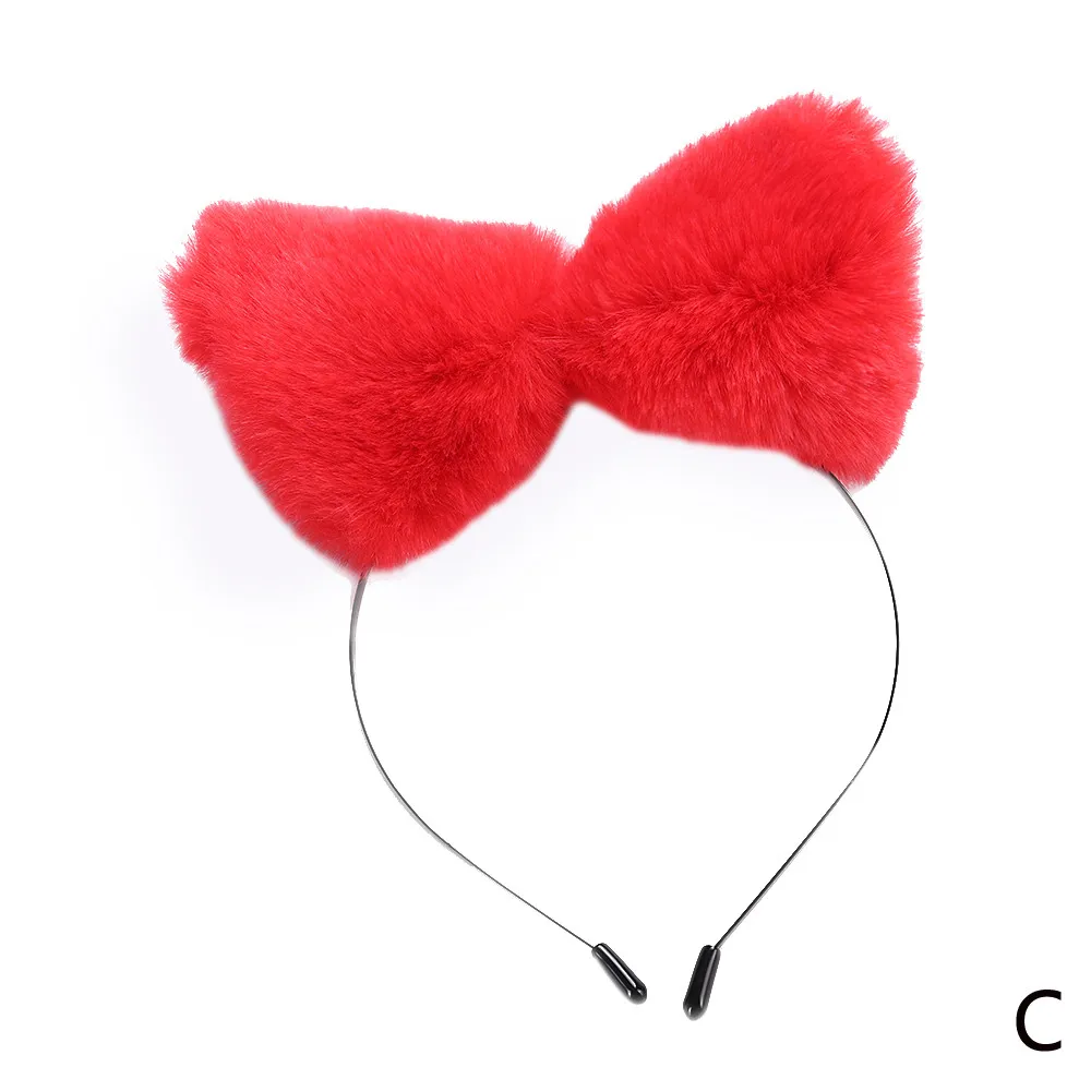 Fox ears Hair Accessories Cute Cat Hairband Women soft Headbands Headband Headwrap Plush Cat Ears Hair Accessories mujer L50 - Цвет: C