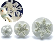 3Pcs PLÁSTICO Do Floco De Neve Ferramentas de Decoração Do Bolo Sugarcraft Embossing Biscuit Moldes Cortadores de Biscoito Bakeware Aniversário de Casamento
