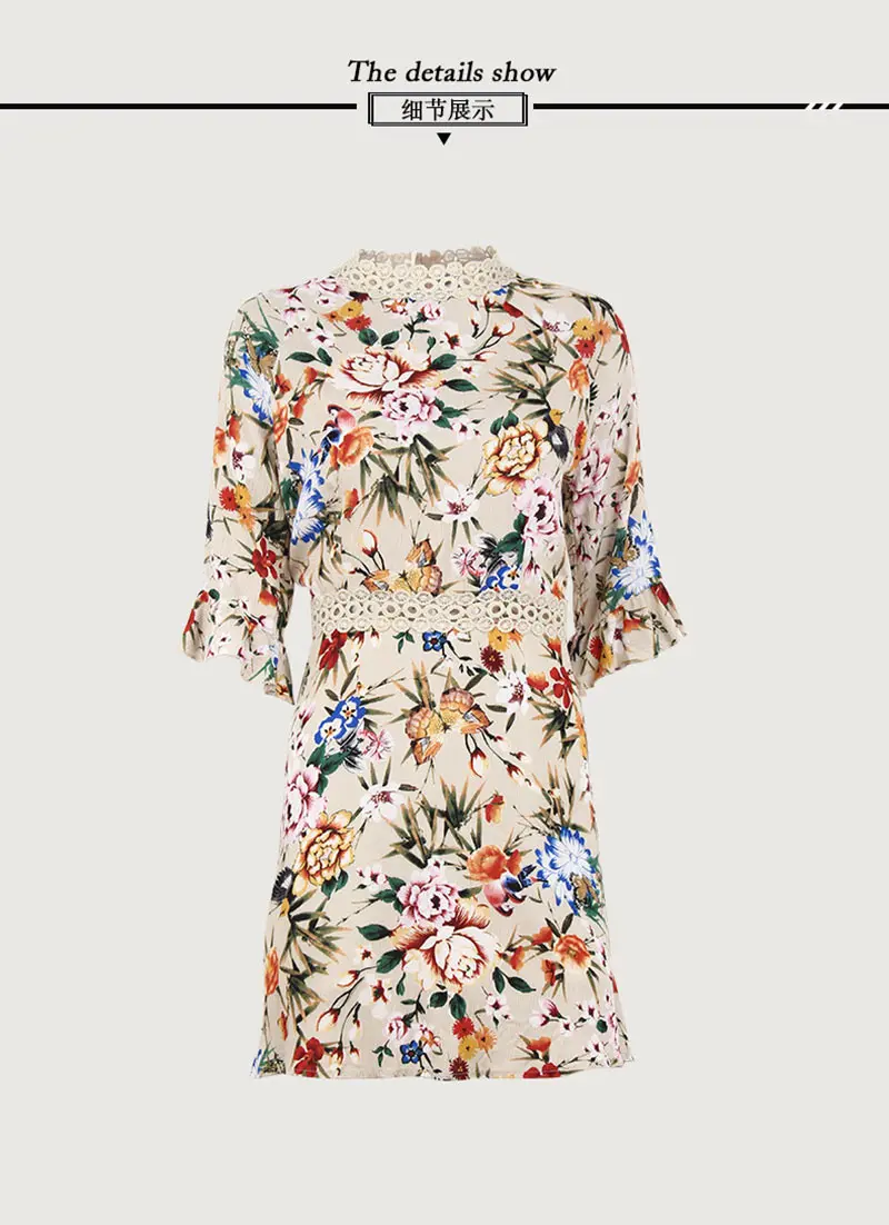 Fashion Flower Print Mini Dress Women Summer Sexy Half Sleeve Bodycon Short Dress Elegant Ladies Streetwear Casual O-Neck Clothes (21)