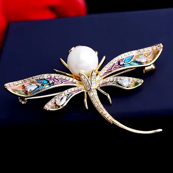 

Popular Micro Pave CZ Color drop oil Dragonfly Brooches for Women Dress Scarf Brooch Pins Jewelry Accessories Gift 01284