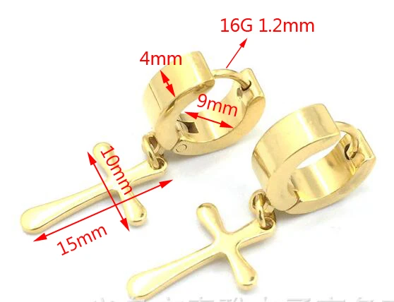2 шт. серьги Huggie крест из нержавеющей стали кресты серьги для ушей для мужчин мальчиков и девочек рок поддельные серьги Косплей серьги-гвоздики - Окраска металла: Gold Earring