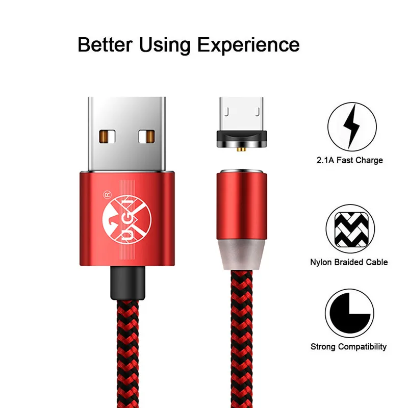 1 м 2 3 светодиодный магнитный кабель для освещения Micro USB Type C телефонный iPhone X 7 6 Xiaomi