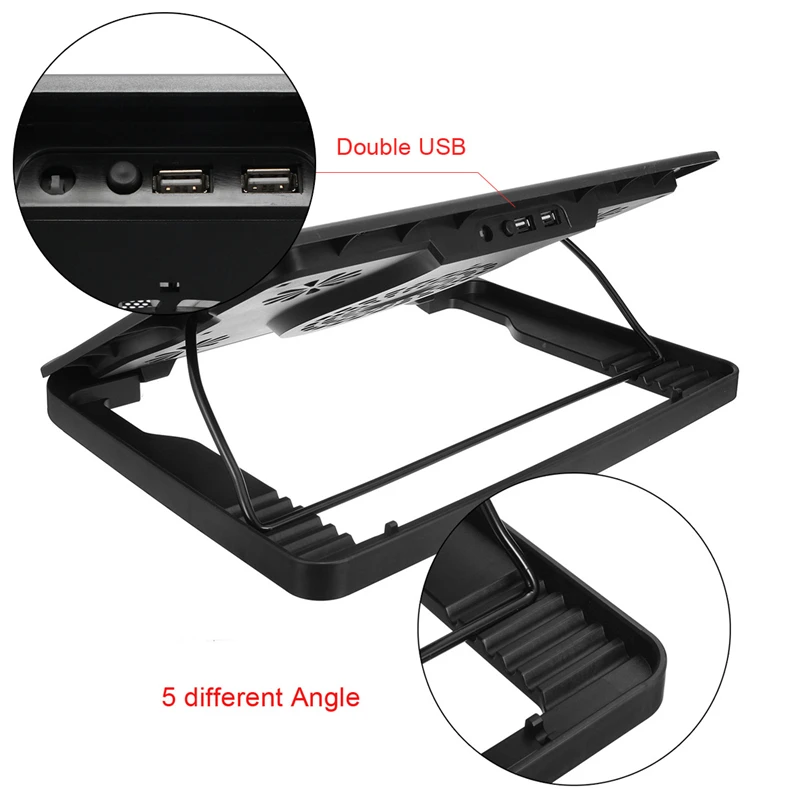5 в 5 вентиляторов охлаждающая подставка для ноутбука с USB охлаждающая подставка Регулируемая охлаждающая подставка для ноутбука с светодиодный подсветкой