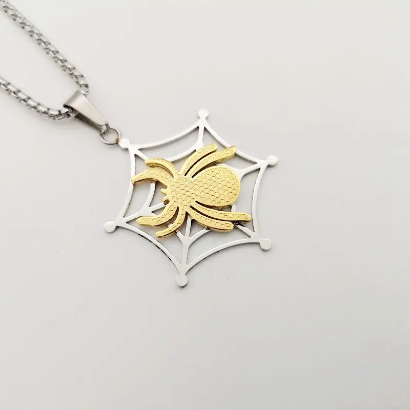 2019 New Fashion jewelry necklace men 316 Stainless steel hip hop spider net charm necklace for men stylish jewelry BLKN0120