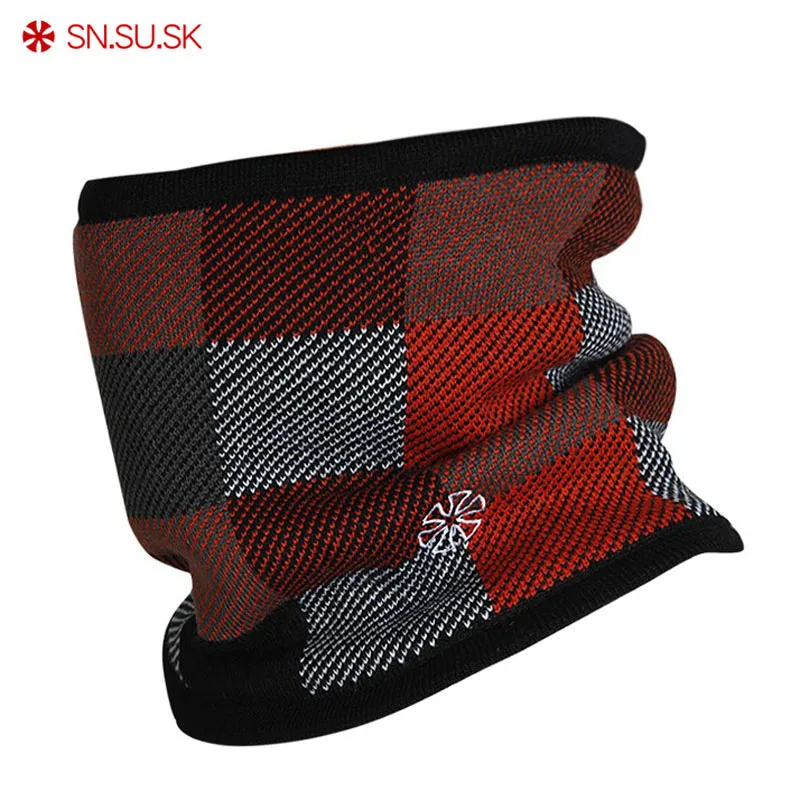 

Men Windproof knitting Face Mask Plaid Double-deck Polar Fleece Ski Bicycle Loop Scarf 2019 Autumn Winter Outdoor Male Warm Neck