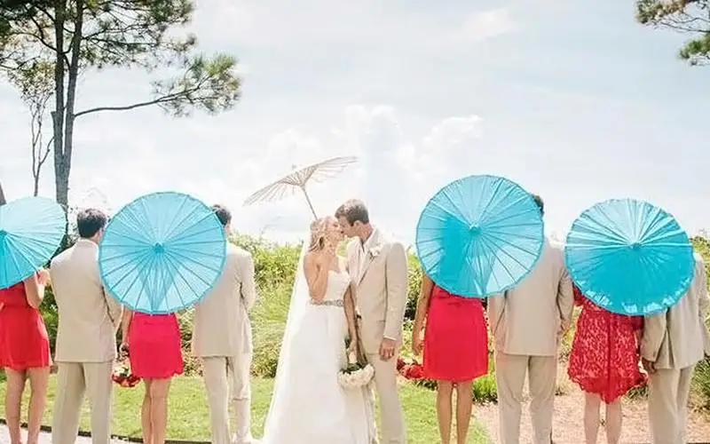  20pcs/lot Wedding Bridal Paper Umbrella Handmade Pure Color Parasols With Bamboo Handle Party Festival Favor H105L