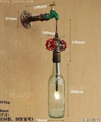 Деревенский Ретро Лофт винтажный настенный светильник труба-лампа стеклянный кран для бутылки форма промышленные настенные бра Arandela Lamparas De Pared - Цвет абажура: Белый