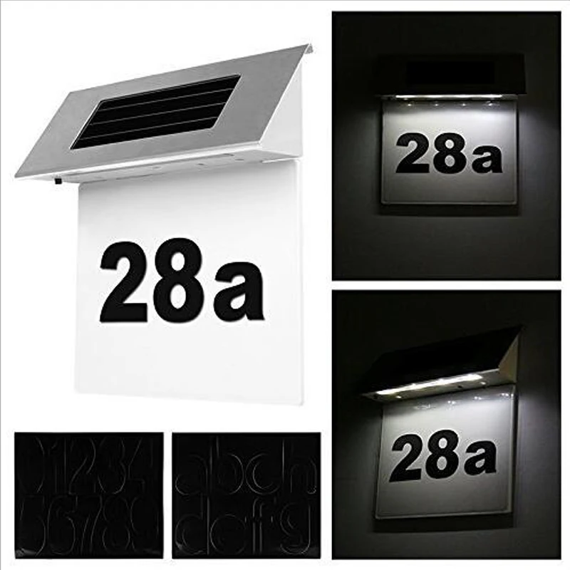 Stainless Steel Solar Powered LED House Number Lamp Outdoor Door Wall Sign Light Led Lights For | Лампы и освещение