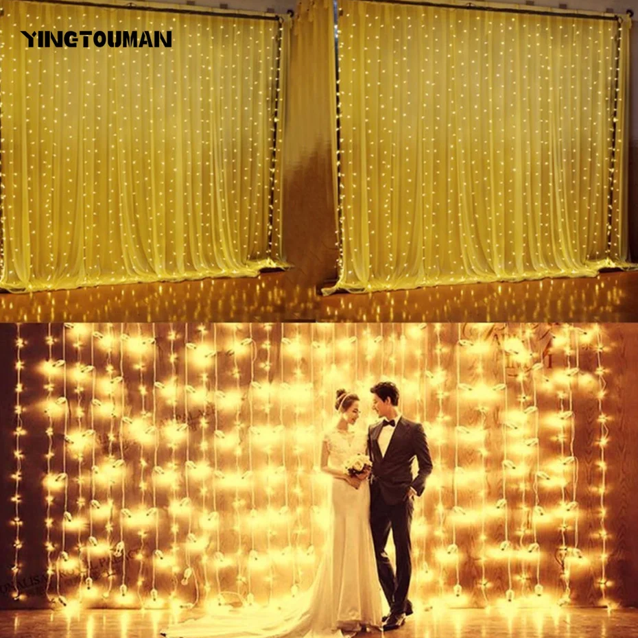 YINGTOUMAN US Plug 110 в 3*3 м 448LED занавески 2018 Новогодняя гирлянда светодиодная Curtian лампа