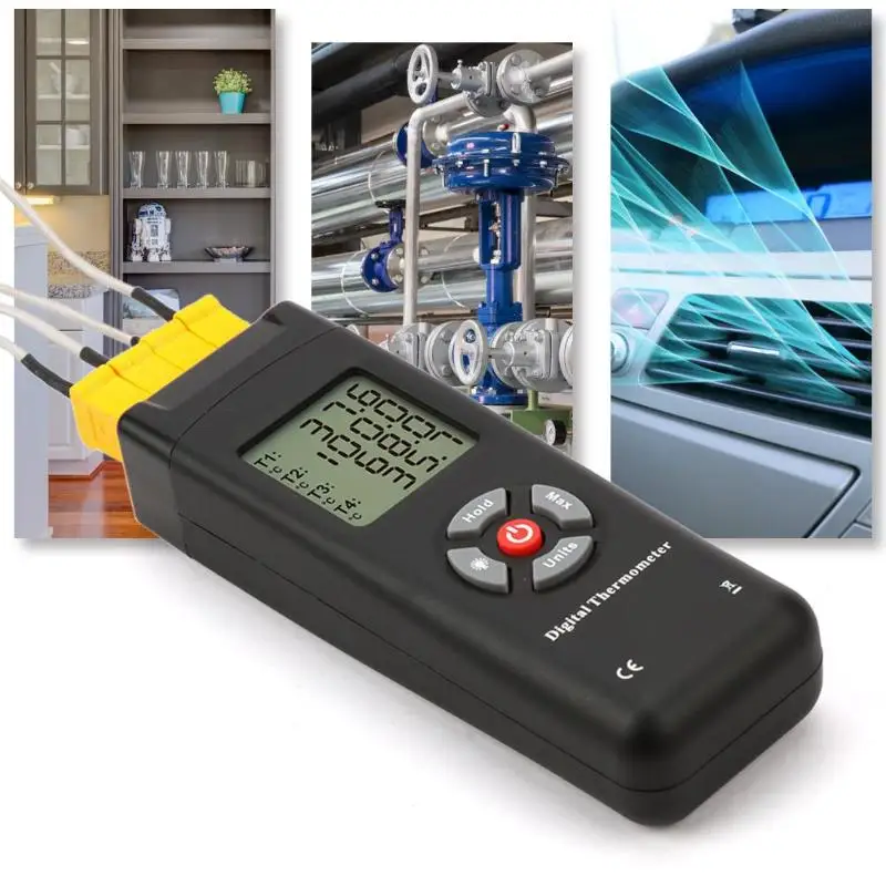 Digital Thermocouple Thermometer 4 Channel K Type Inputs T1/T2/T3/T4 High Temperature Tester Thermocouple Sensor