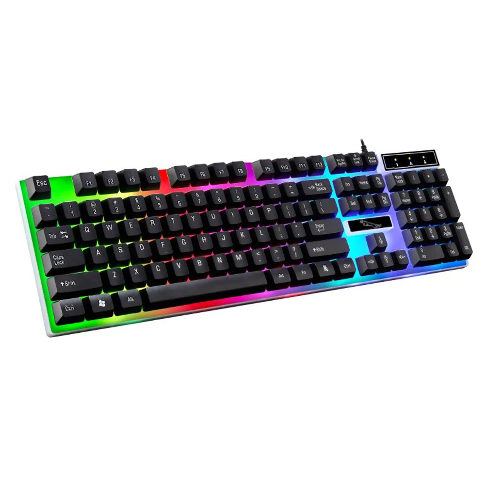 Проводная клавиатура мышь Набор Профессиональный светодиодный цвет радуги подсветка Регулируемая игровая игра USB клавиатура мышь набор комбо# D25