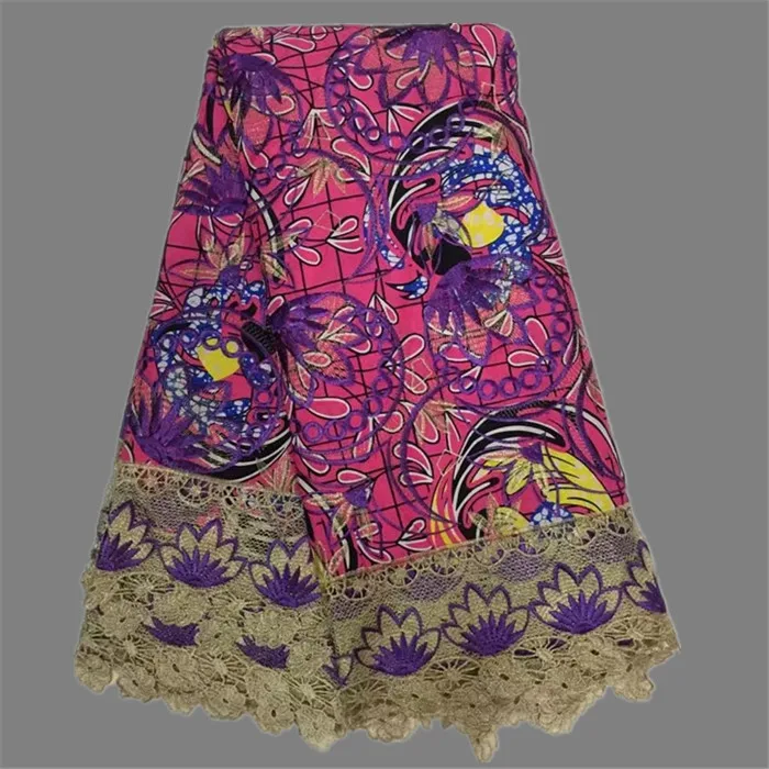 

Free shipping (6yards/pc) African wax lace fabric with guipure lace embriodery and for party dress WLF151(6yards/lot