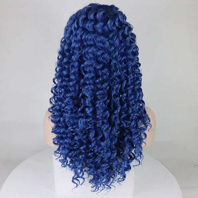 Marquesha Высокое качество парик фронта шнурка женский длинный полный курчавый Темный синий парик для косплея парик вечерние Парики Цена: US$51,68-52,62