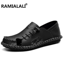 Мужские сандалии из натуральной кожи; Повседневная пляжная обувь; мужские летние сандалии; обувь в римском стиле; мужские Тапочки