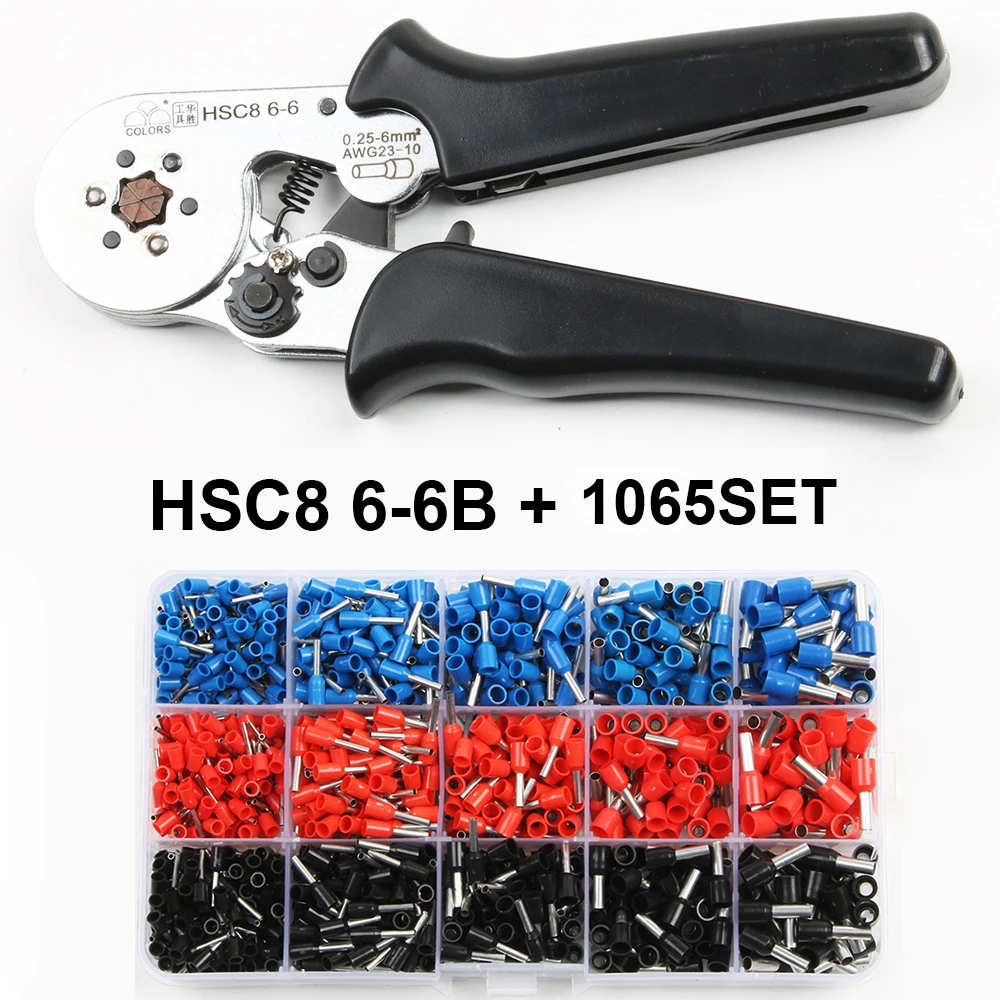HSC8 10S 0,25-10 мм2 23-7AWG обжимные плоскогубцы HSC8 6-4A HSC8 6-6 мини плоскогубцы с круглым носом с трубкой иглы терминалы коробка ручные инструменты - Цвет: HSC8 6-6B 1065TUBE