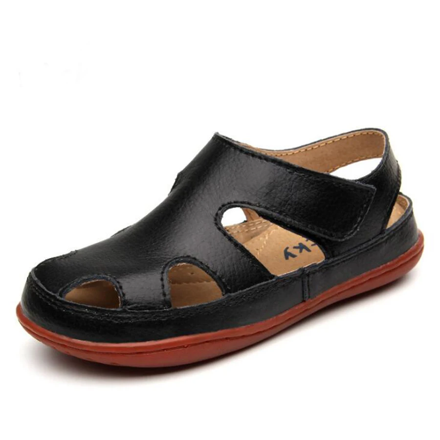 

Genuine leather Casual kids sandals 2019 summer toddler boys beach shoes Flat little girls gladiator sandals Size 25-37