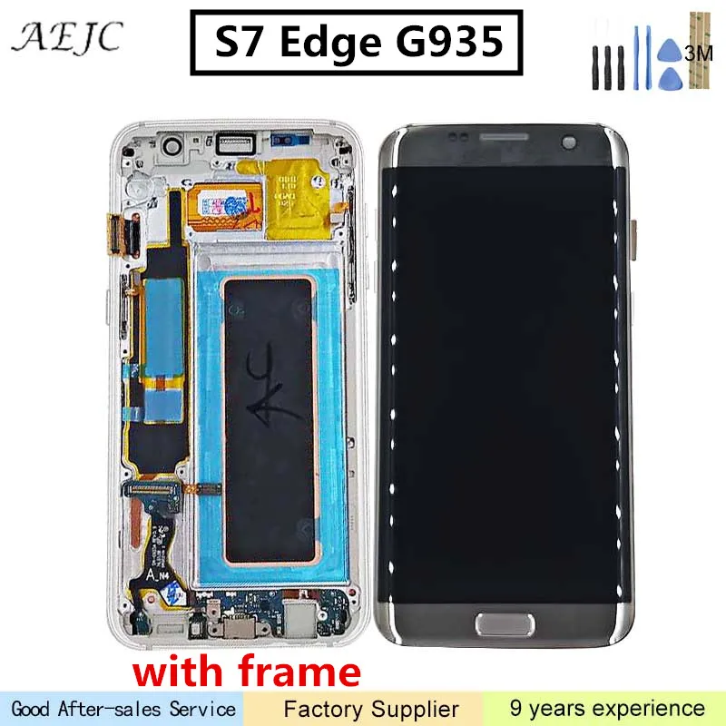 

Super AMOLED Display For Samsung S7 Edge G935 G935F SM-G935F LCD Digitizer Assembly with Frame For Samsung S7edge LCD 5.5