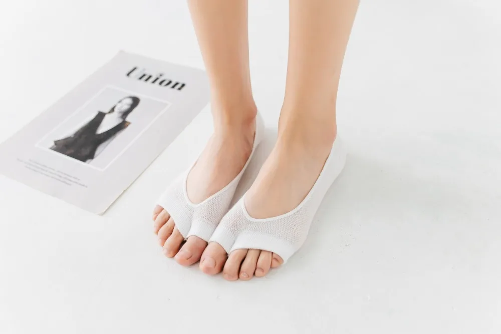Новый Для женщин носки Japanses Стиль летние дышащие тонкие открытым носком носки хлопок Женский носком тапочки носки невидимый Нескользящая