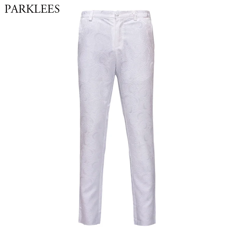 men's white slim fit dress pants