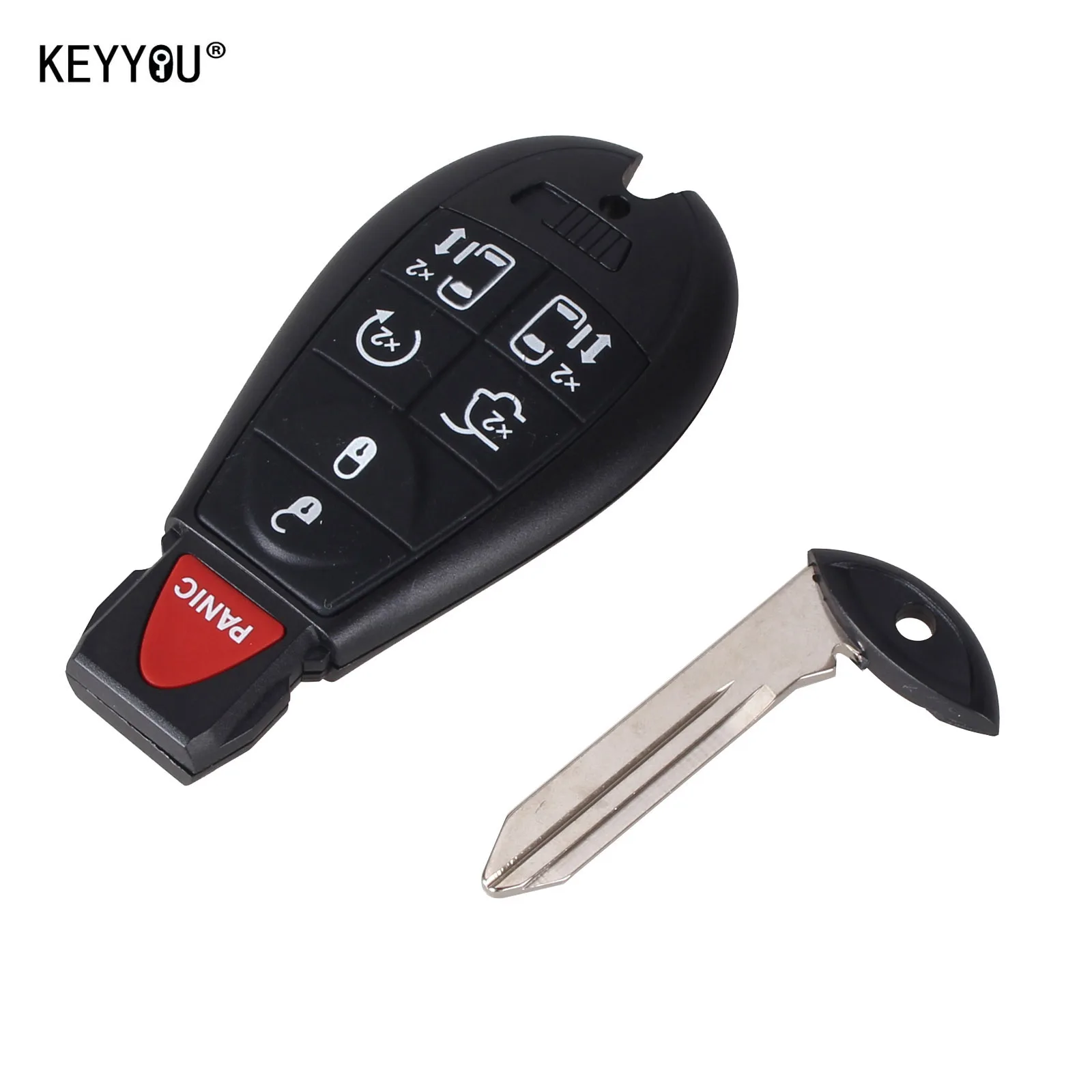 

KEYYOU 6+1 Buttons Keyless Entry Smart Remote Key Case Entry Fob Key Shell Cover For Chrysler Town Country Dodge Grand Caravan