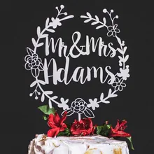 Изготовленный На Заказ Свадебный торт topperpersonalized свадебный торт Топпер Mr и Mrs венок торт Топпер с фамилием индивидуальные торт Топпер