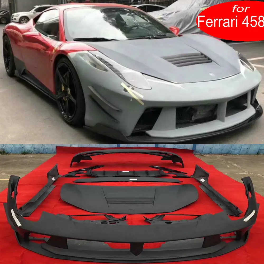 Frp Material Pd Style Auto Bodykit Car Body Kits For Ferrari 458 Front Bumper Hood Cover Rear Bumper Diffuser Side Skirt