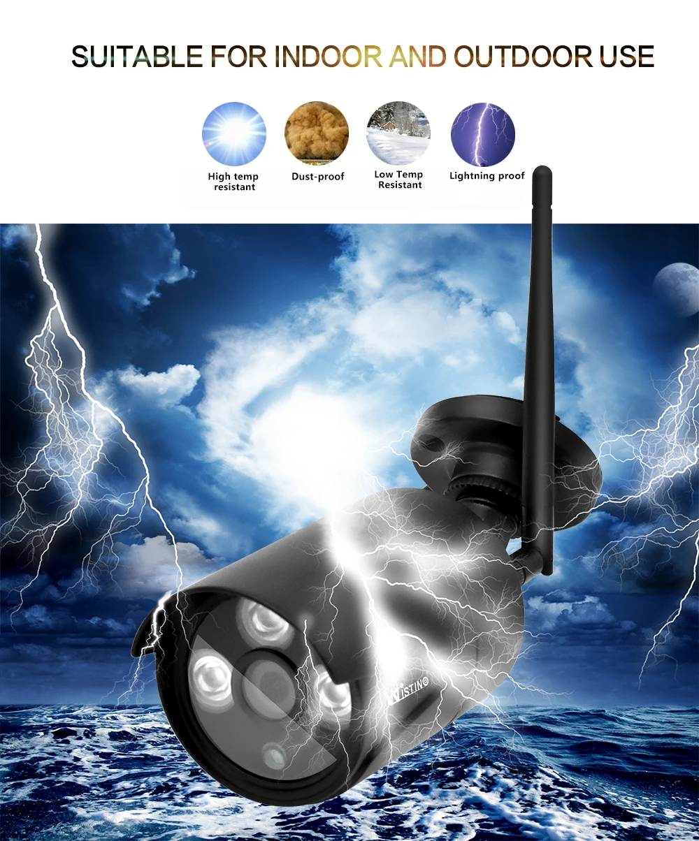 Wistino 960P IP Camera CCTV Security System Kit Wireless 4CH NVR Wifi Outdoor P2P Monitor Kits IR LCD Screen Surveillance Camera (9)