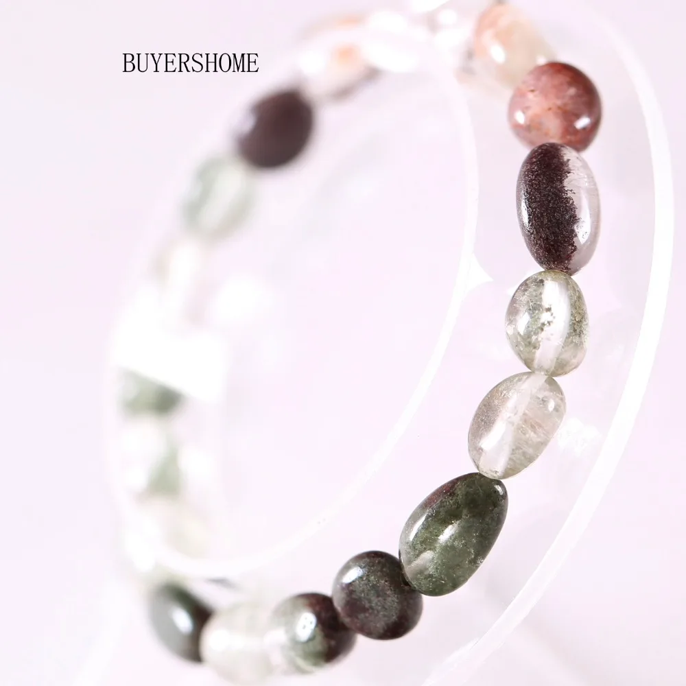 

Free Shipping For Women Jewelry Stretch Irregular Shape Natural Stone Beads Green Phantom Ghost Bracelet 7.5" 1Pcs H1311