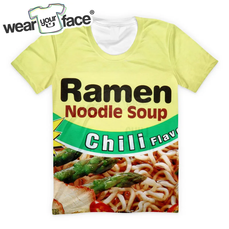 Chili Ramen/футболки с 3D принтом лапши и супа летние топы короткими рукавами в уличном