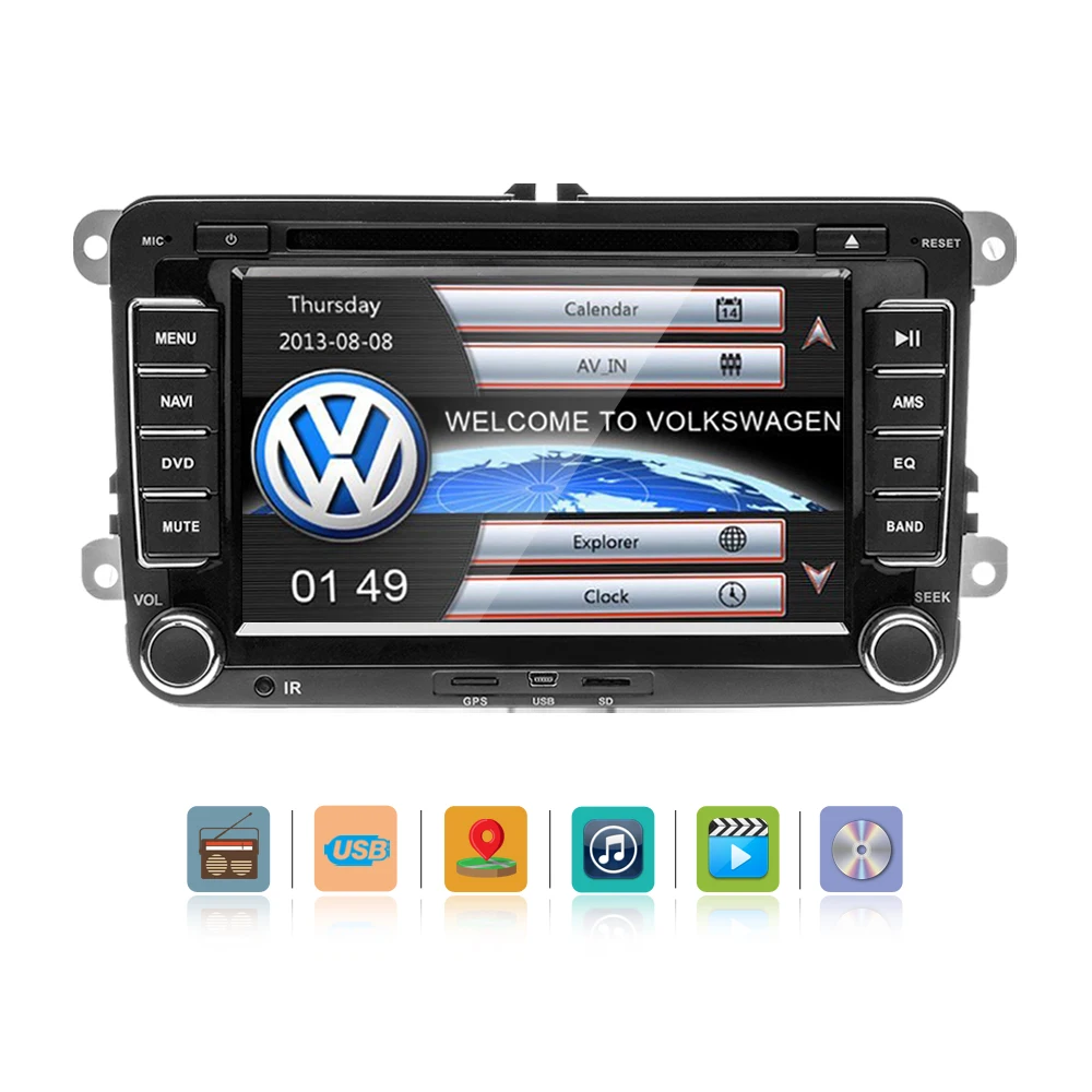 AMPrime 2 Din " автомобильный dvd-плеер для VW/Volkswagen/Passat/POLO/GOLF/Skoda/Seat с gps навигацией Aux карты 2din Автомобильная Навигация